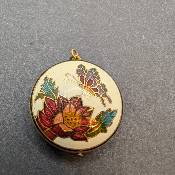 Colorful Floral and Butterfly Pendant - Picture 1 of 4